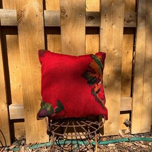 Vibrant Red Turkish Kilim Pillow Cover